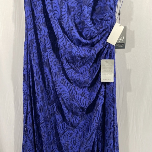 NWT $199‎ Adrianna Papell [ PLUS 16W ] Cowl Back Stretch Lace Gown Neptune - Picture 9 of 16